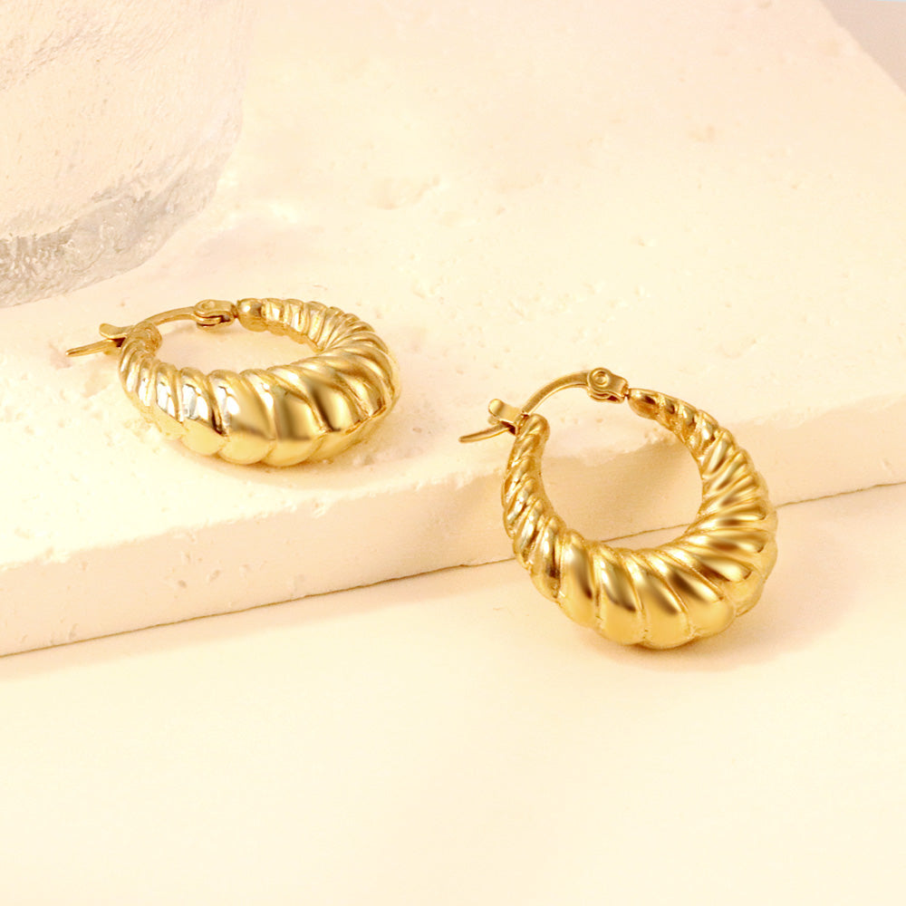 C-Hoop Stainless Steel Earrings 18K Gold Plated