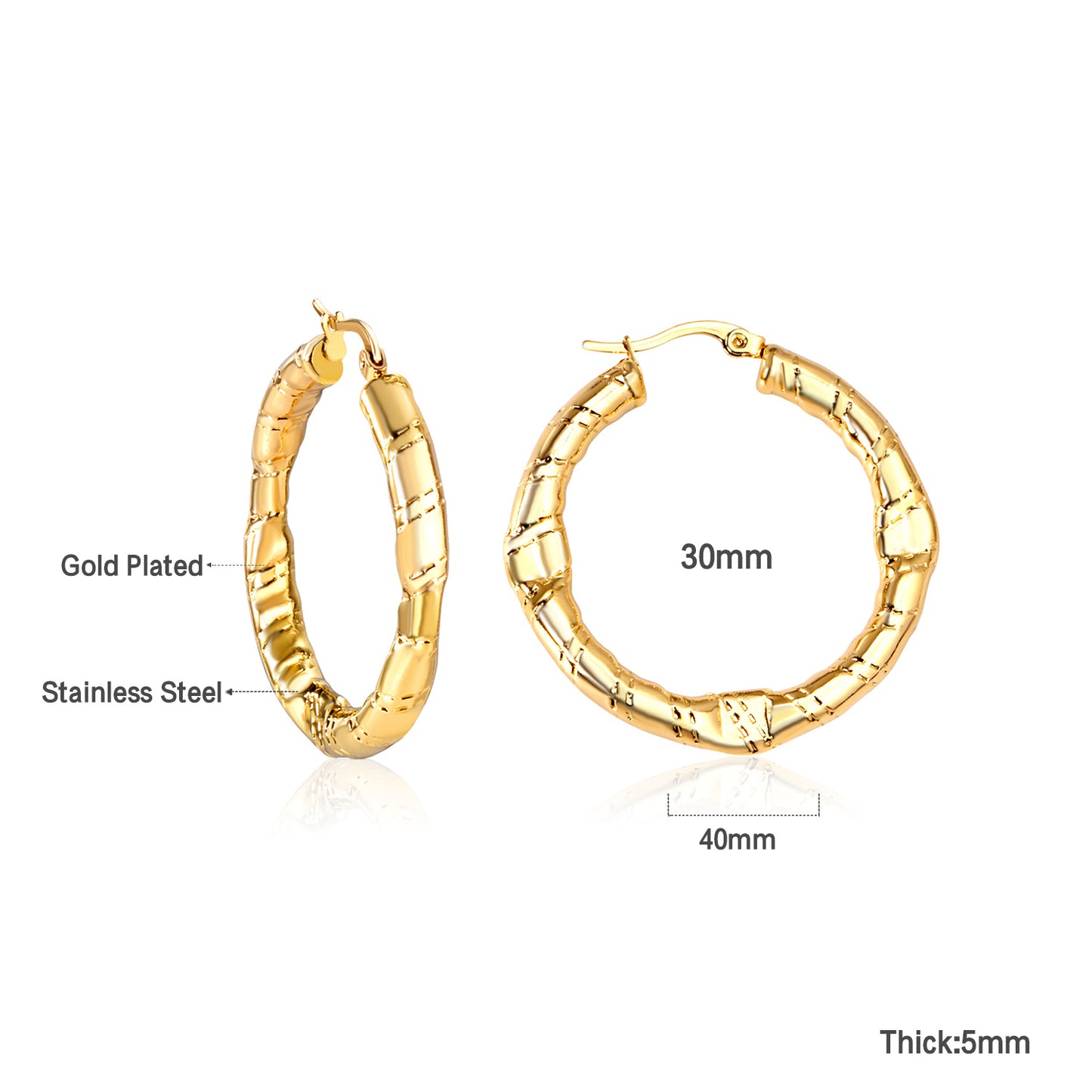 Hoop Stainless Steel Earrings 18K Gold Plated