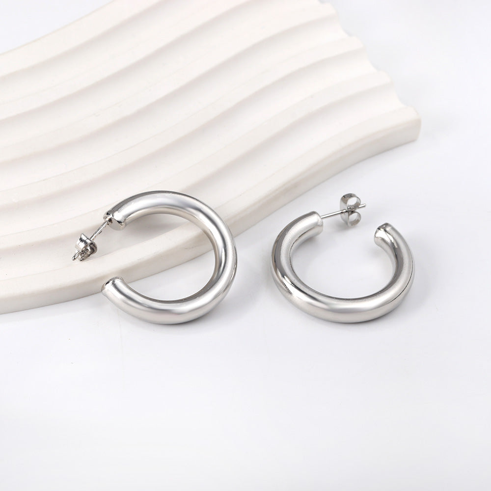 C-Hoop Stainless Steel Earrings 18K Gold Plated
