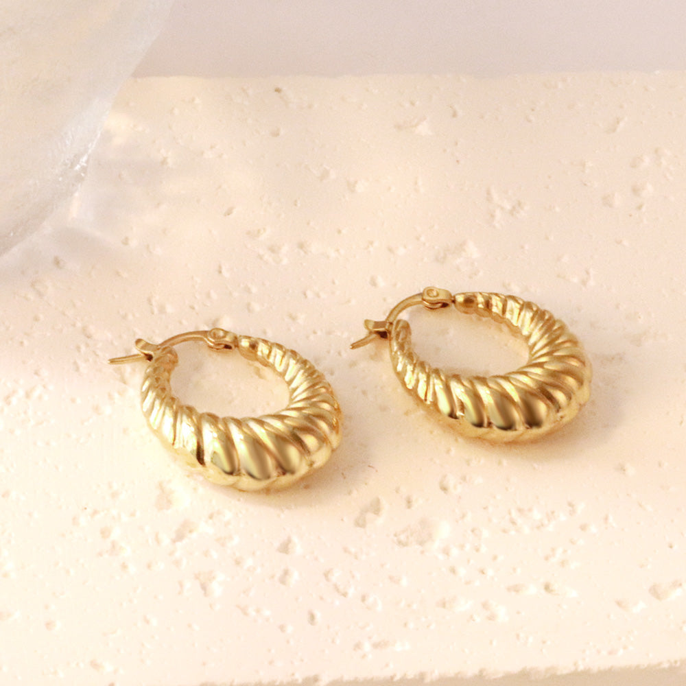 C-Hoop Stainless Steel Earrings 18K Gold Plated