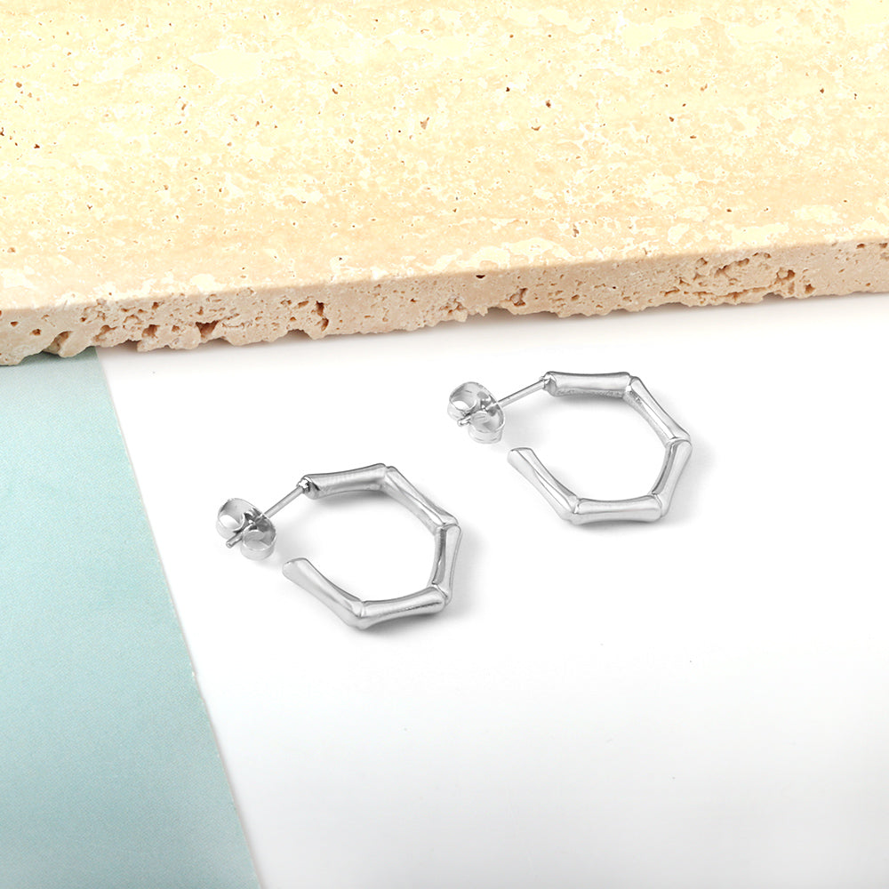 C-Hoop Stainless Steel Earrings 18K Gold Plated