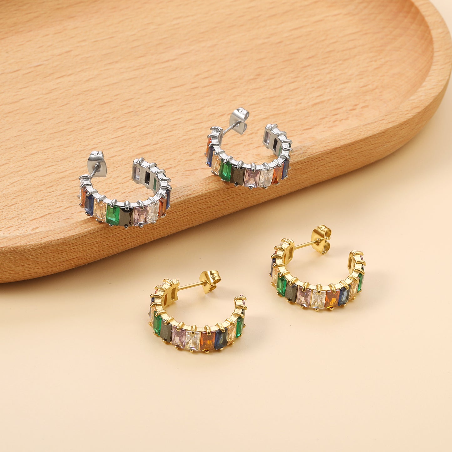 Hoop Stainless Steel Earrings 18K Gold Plated