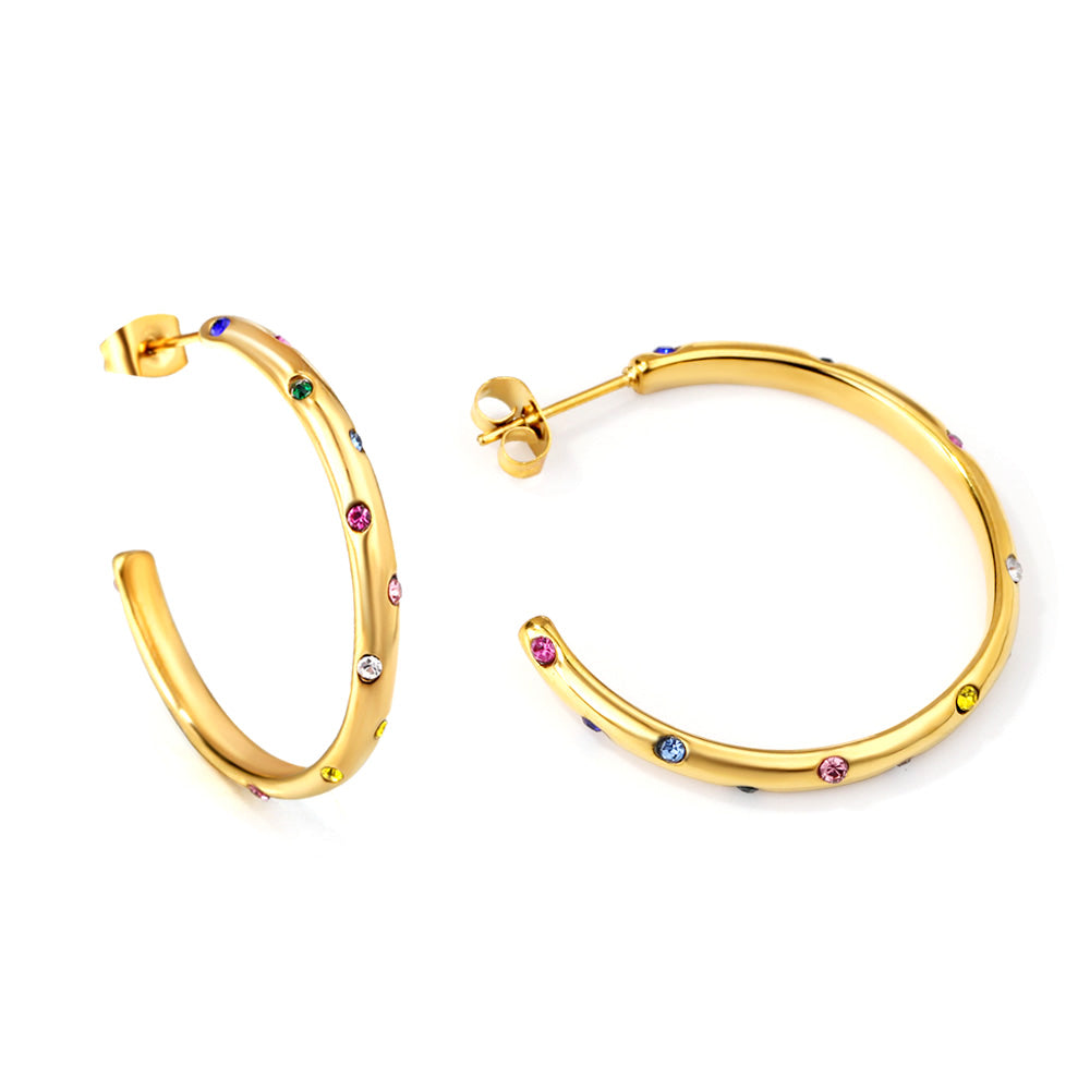 C-Hoop Stainless Steel Earrings 18K Gold Plated