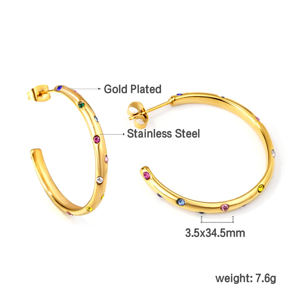 C-Hoop Stainless Steel Earrings 18K Gold Plated