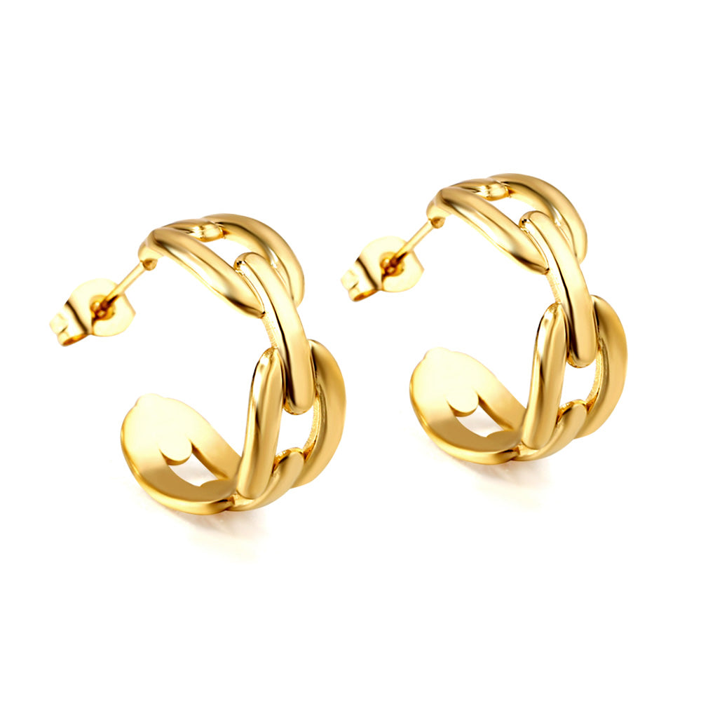 C-Hoop Stainless Steel Earrings 18K Gold Plated