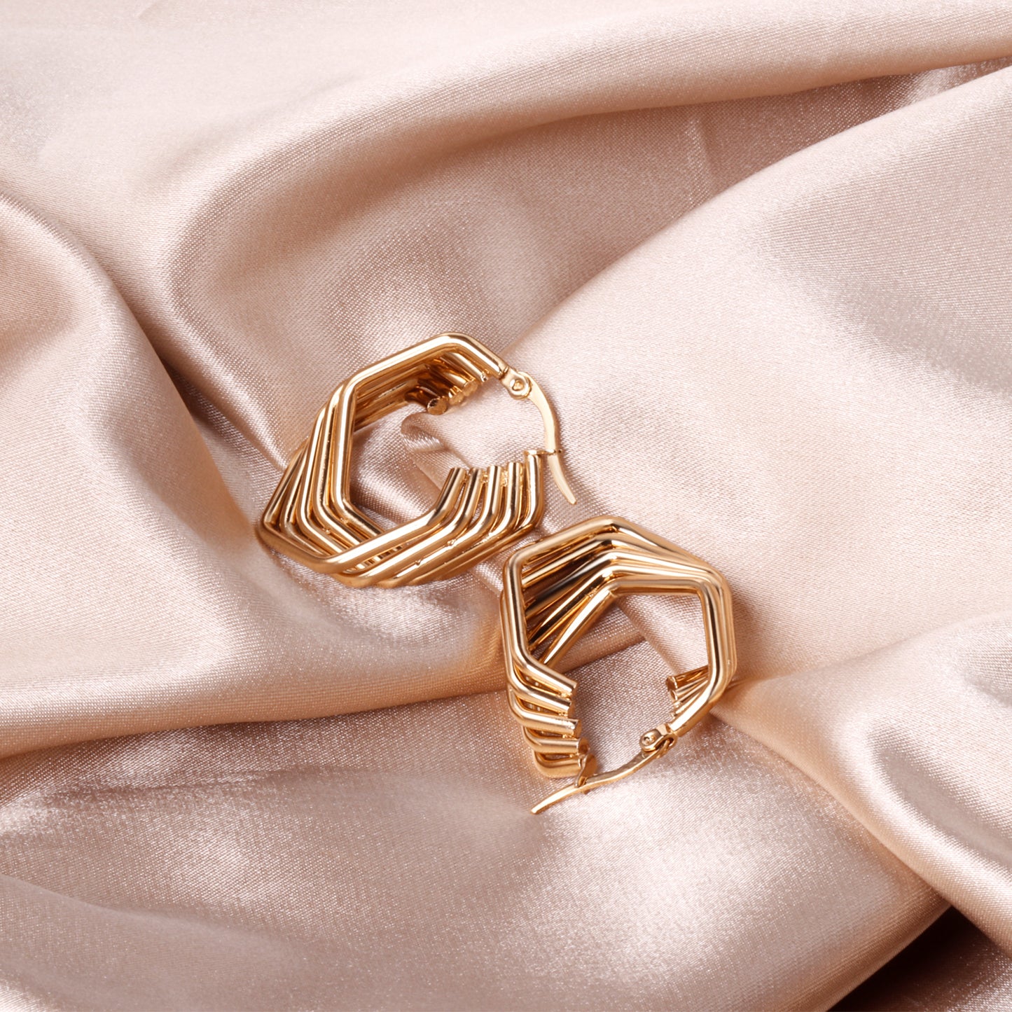 C-Hoop Stainless Steel Earrings 18K Gold Plated