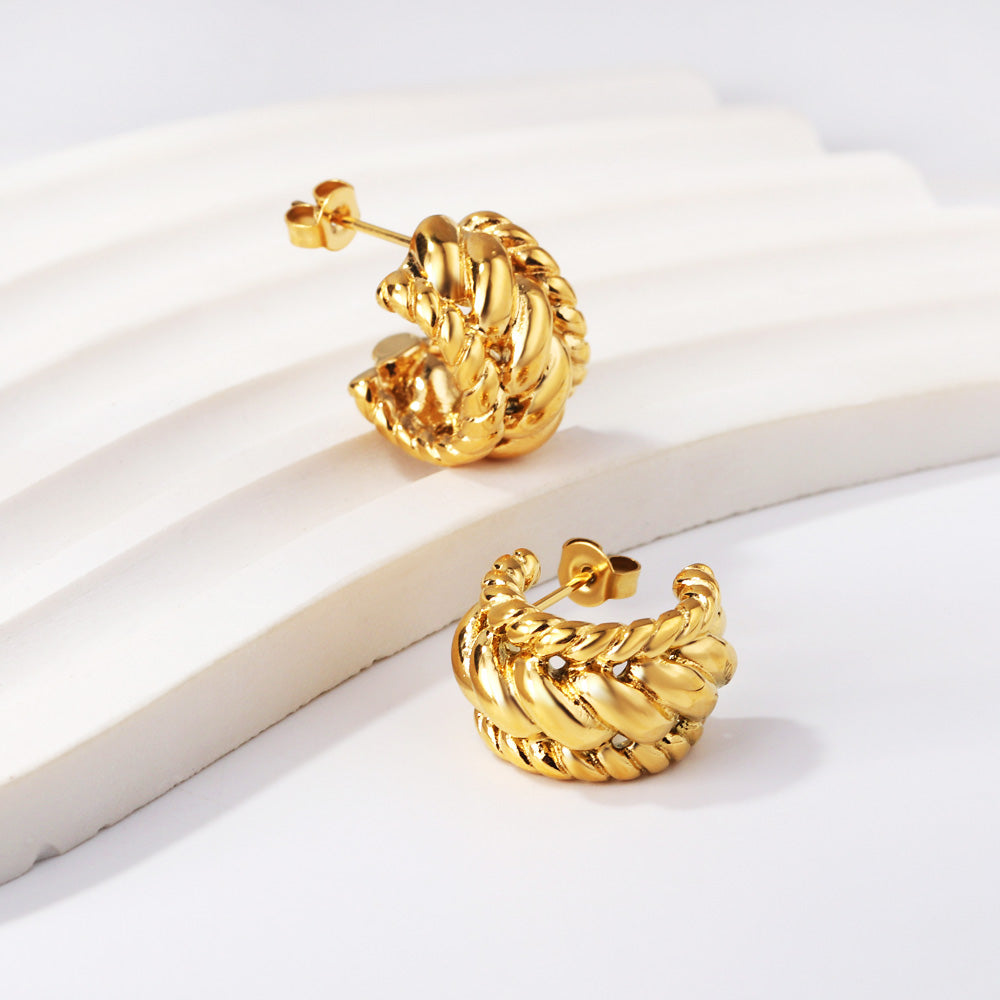 C-Hoop Stainless Steel Earrings 18K Gold Plated