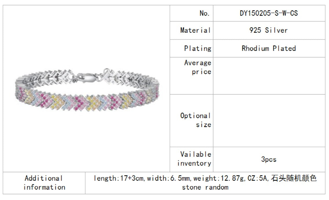 925 Sterling Silver Cubic Zirconia (CZ) 5A 6 Caratz Bracelet