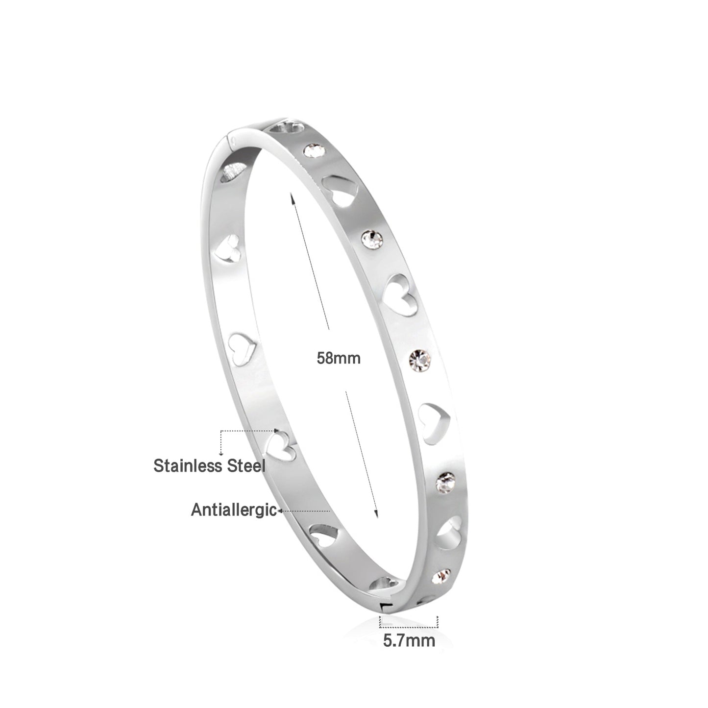 Hearts Sparkle Bangle Bracelet