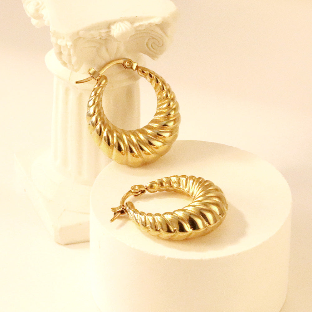 C-Hoop Stainless Steel Earrings 18K Gold Plated