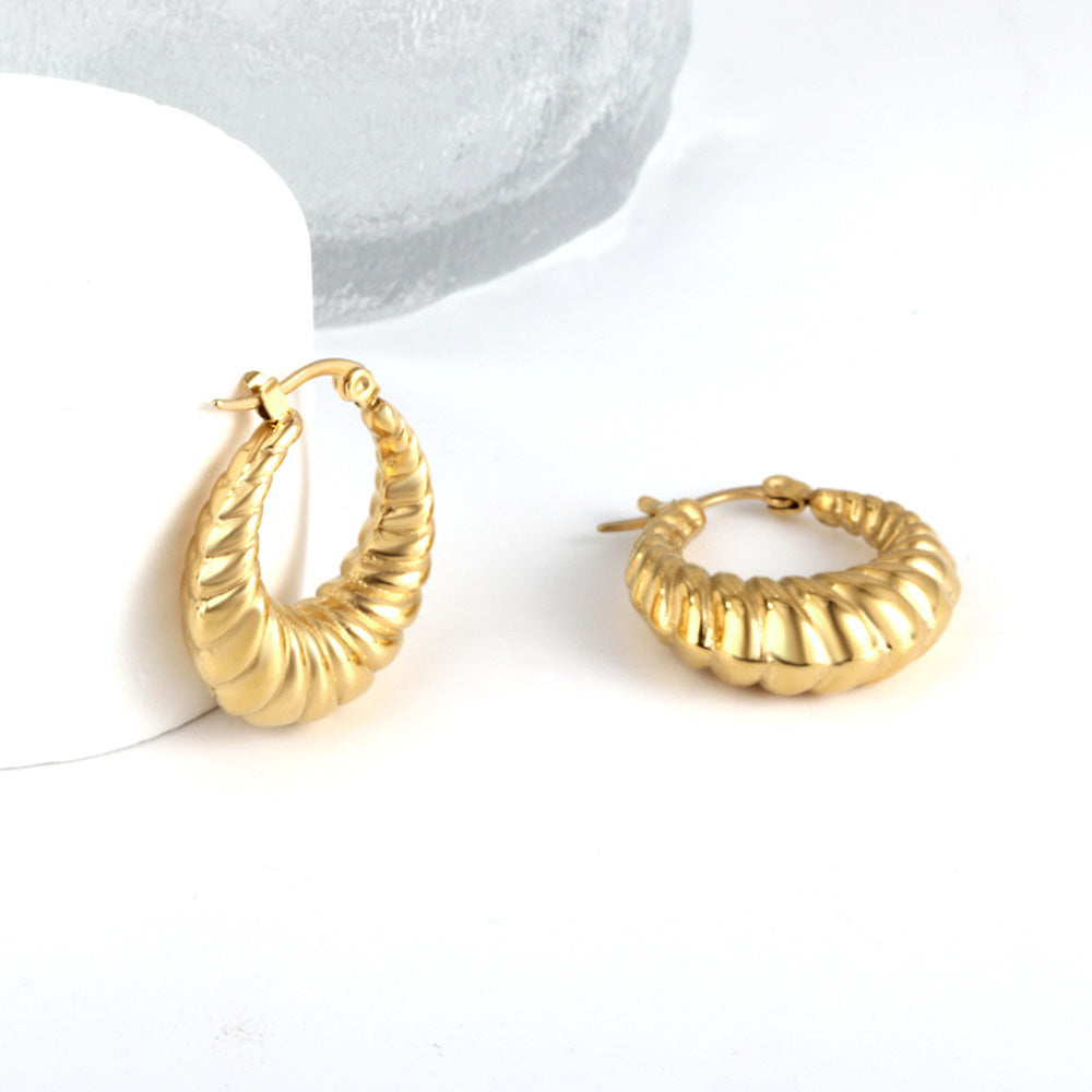 C-Hoop Stainless Steel Earrings 18K Gold Plated