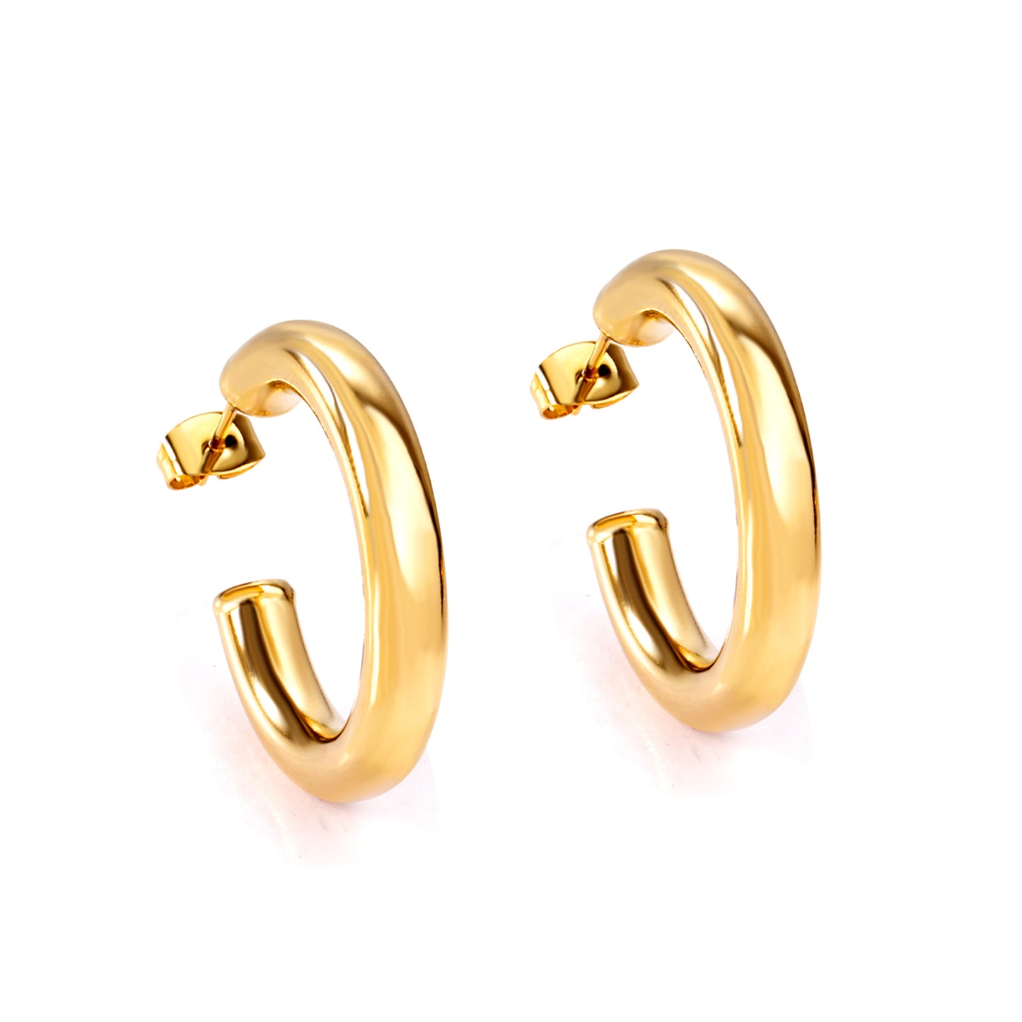 C-Hoop Stainless Steel Earrings 18K Gold Plated