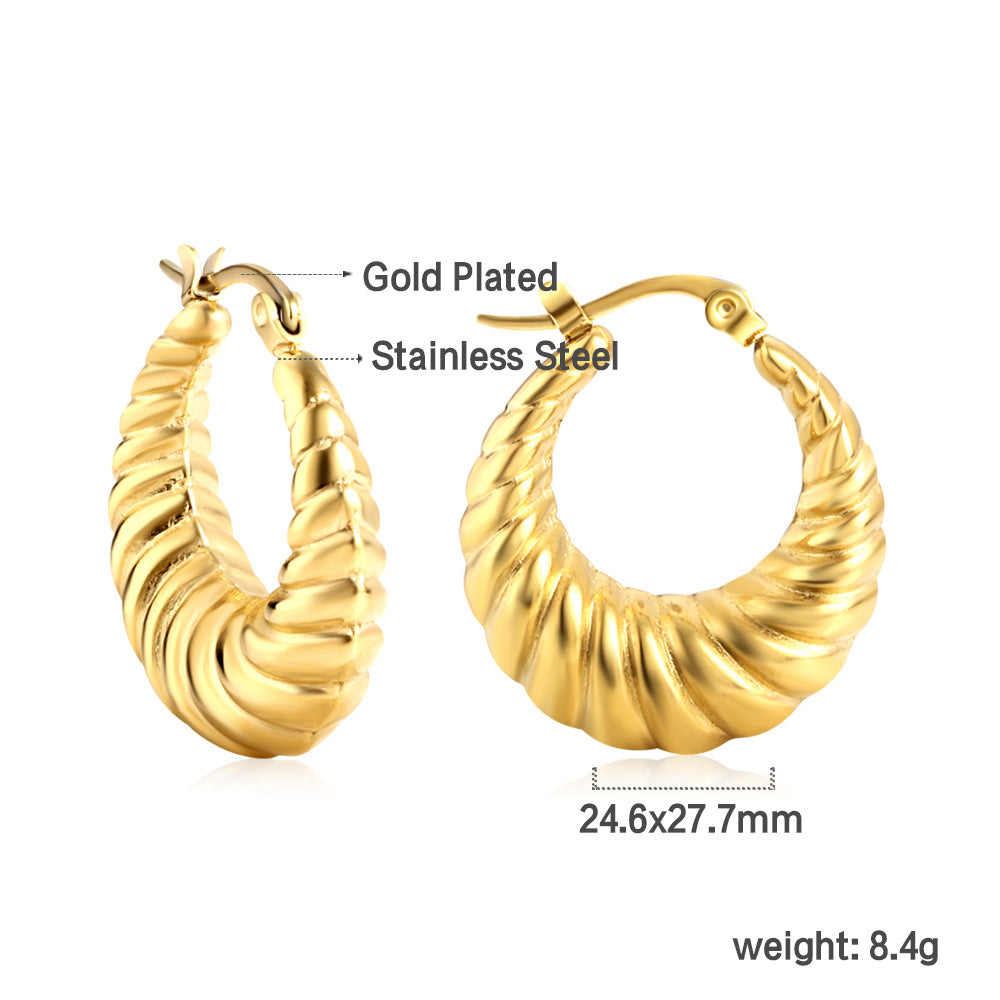 C-Hoop Stainless Steel Earrings 18K Gold Plated