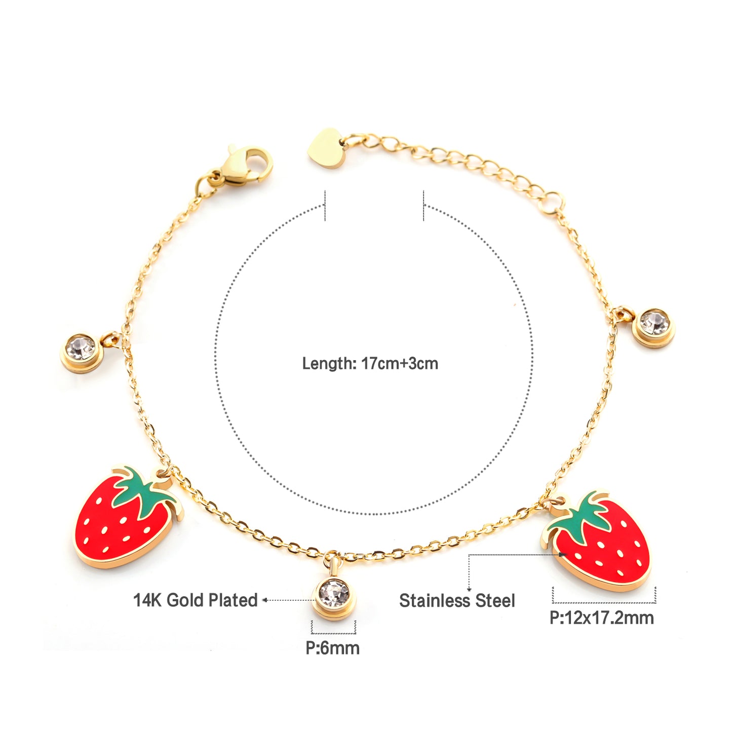 Strawberry Bliss Charm Bracelet