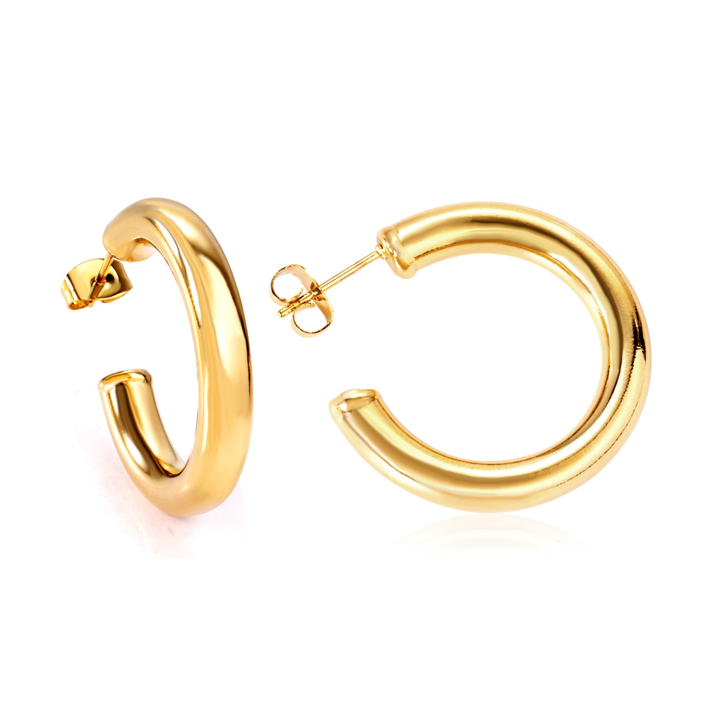 C-Hoop Stainless Steel Earrings 18K Gold Plated