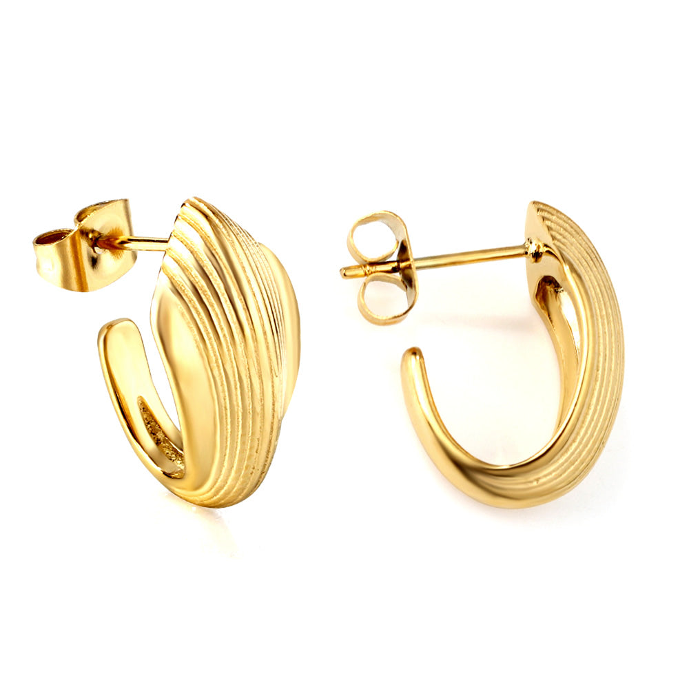 C-Hoop Stainless Steel Earrings 18K Gold Plated