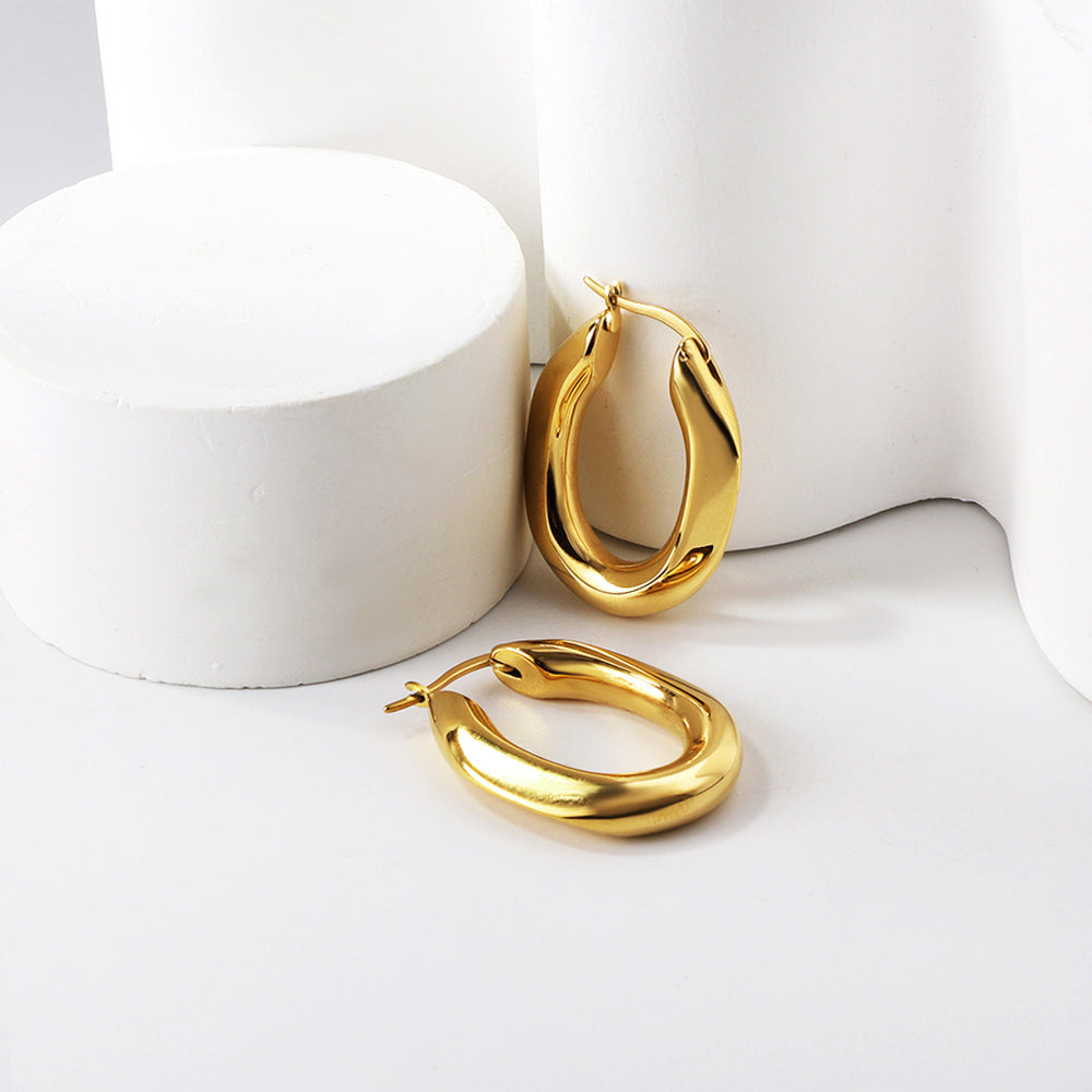 C-Hoop Stainless Steel Earrings 18K Gold Plated