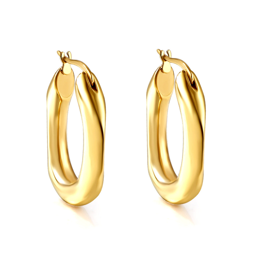 C-Hoop Stainless Steel Earrings 18K Gold Plated