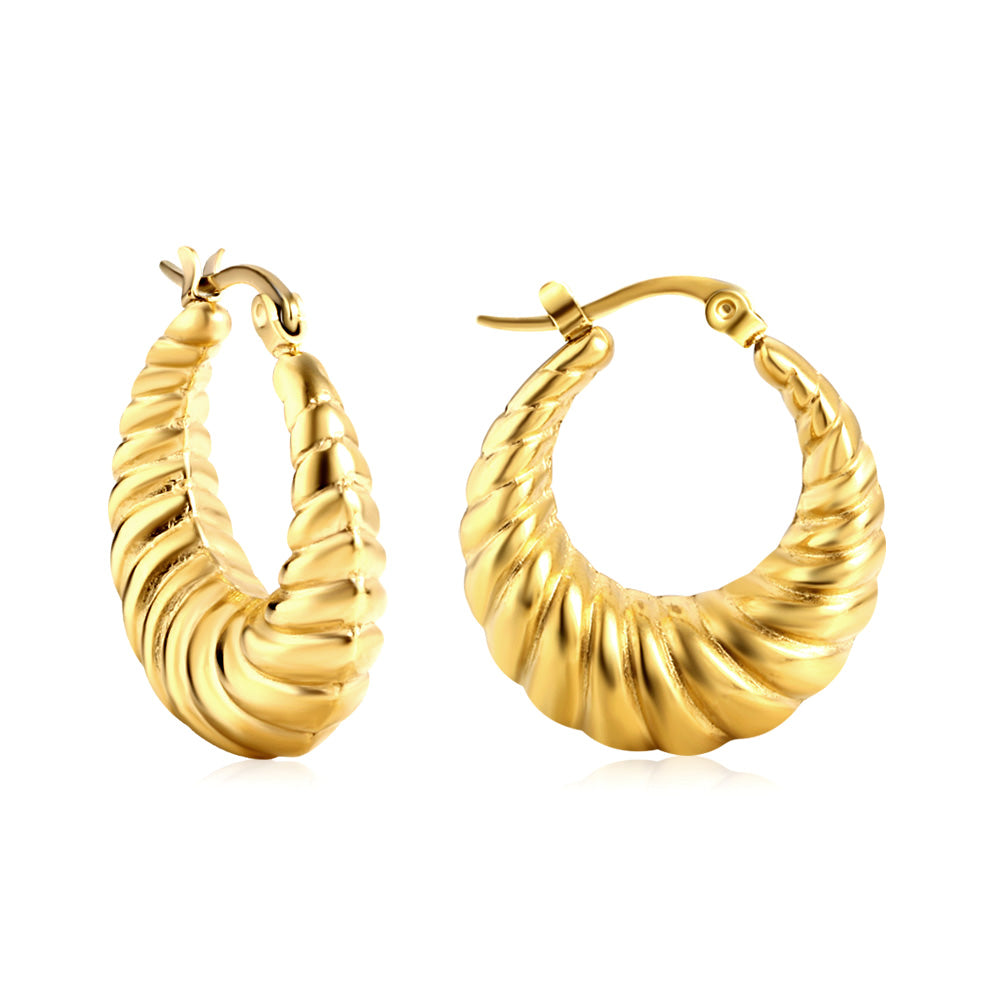 C-Hoop Stainless Steel Earrings 18K Gold Plated
