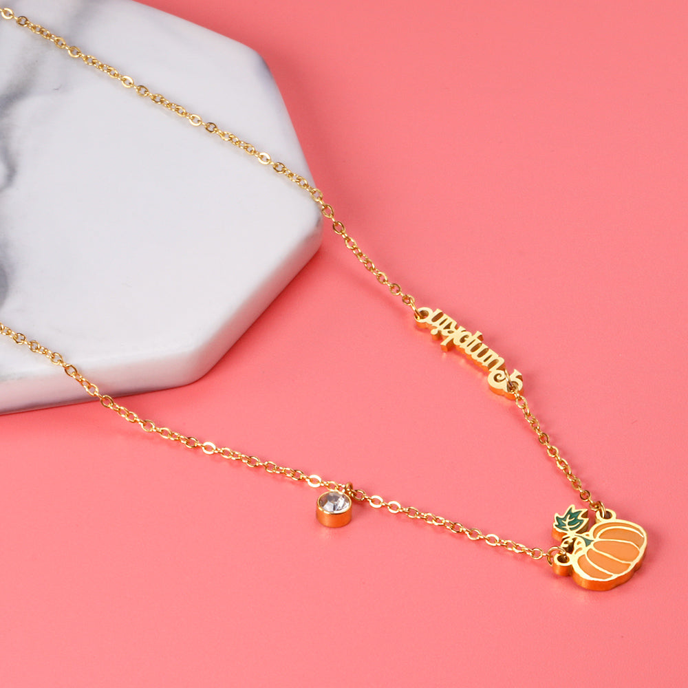 Cozy Pumpkin Charm Pendant Necklace