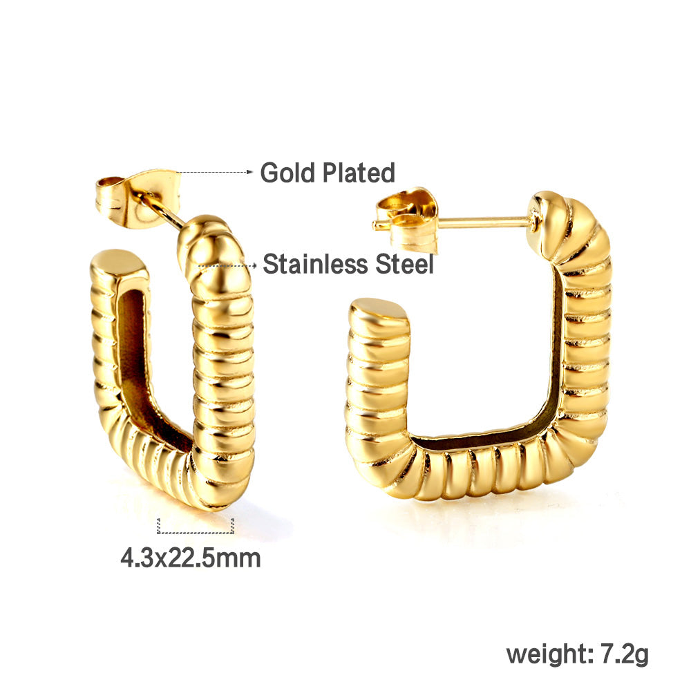 C-Hoop Stainless Steel Earrings 18K Gold Plated