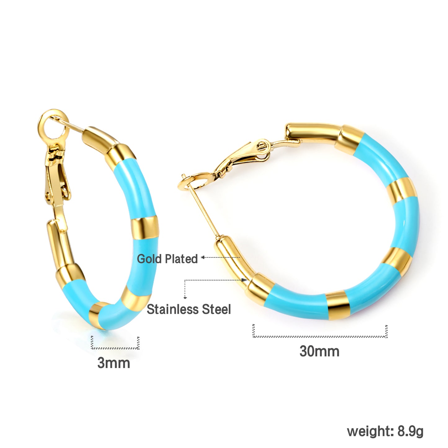 Hoop Stainless Steel Earrings 18K Gold Plated
