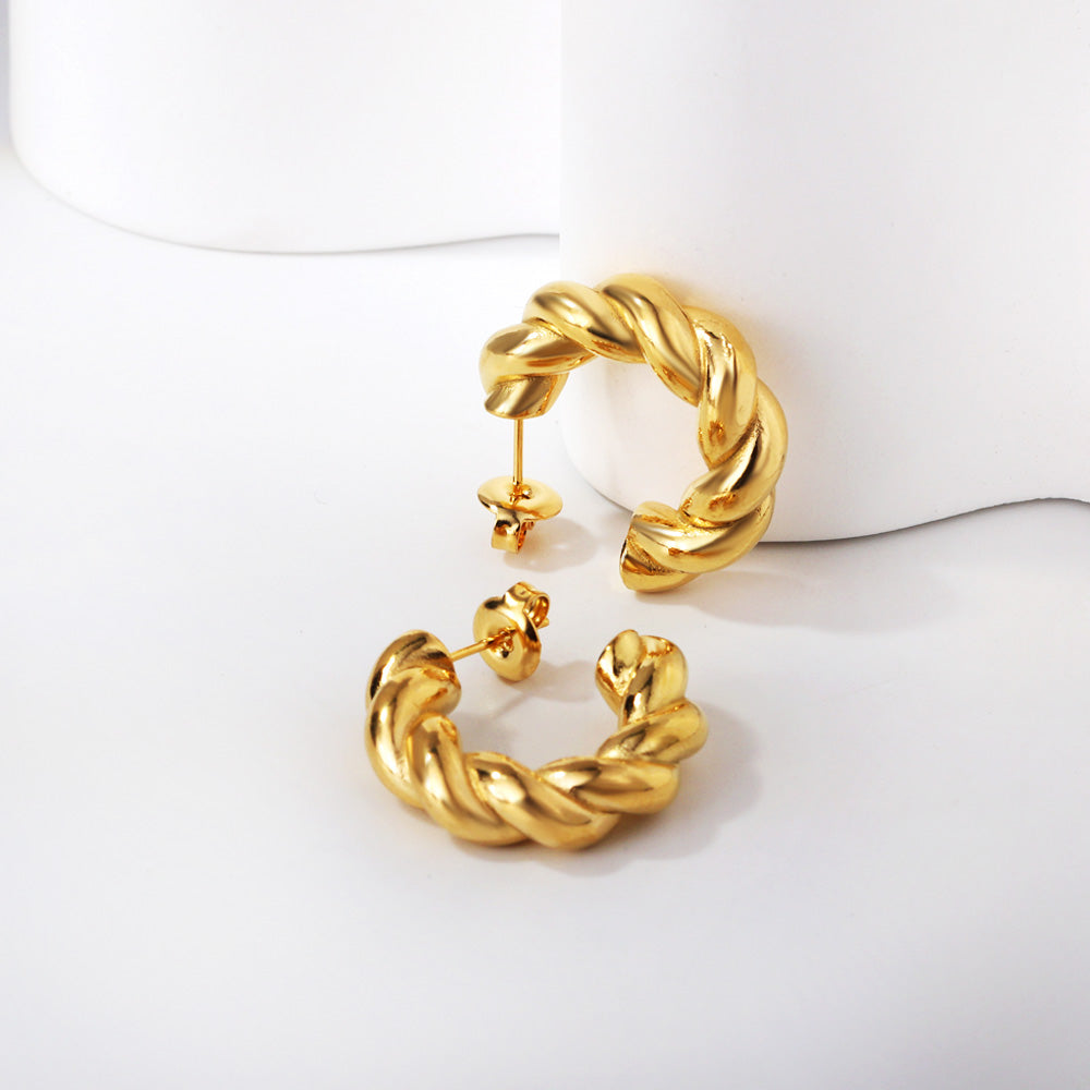C-Hoop Stainless Steel Earrings 18K Gold Plated