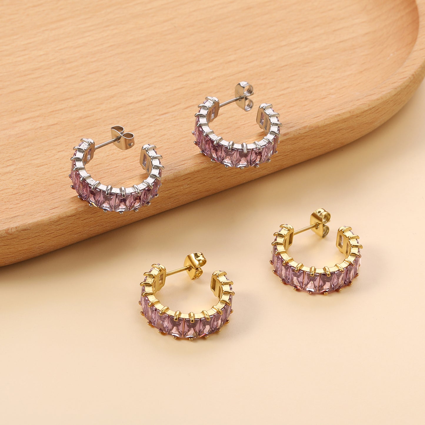Hoop Stainless Steel Earrings 18K Gold Plated
