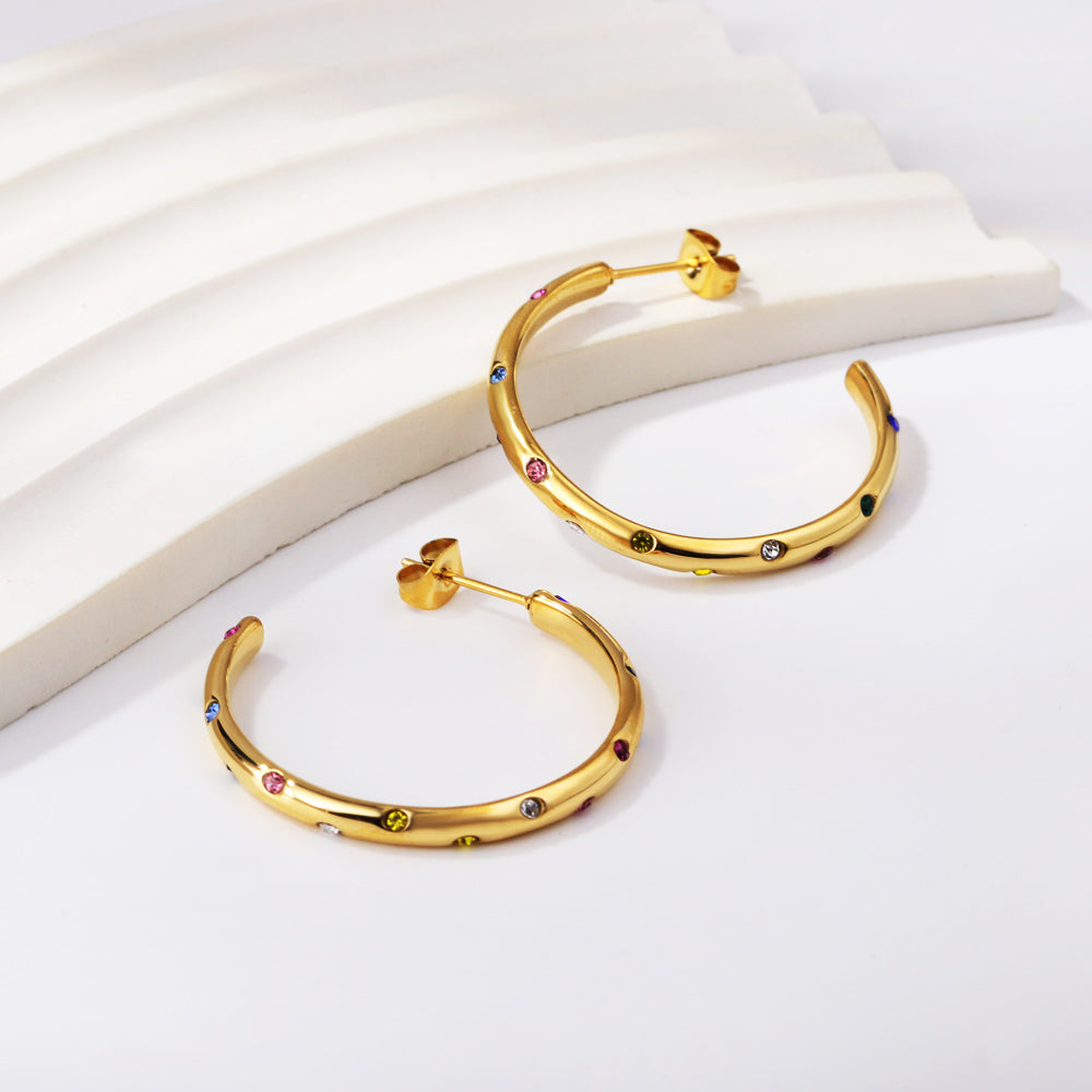 C-Hoop Stainless Steel Earrings 18K Gold Plated
