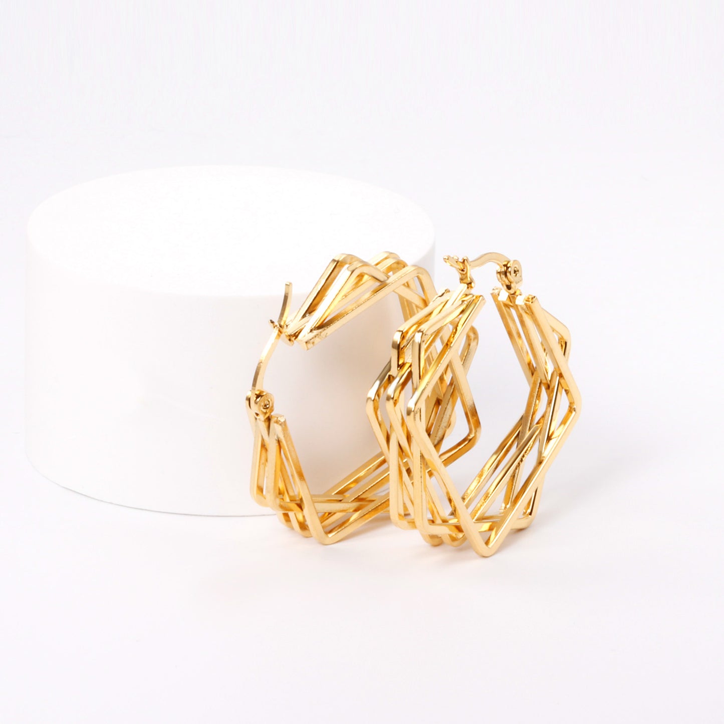 C-Hoop Stainless Steel Earrings 18K Gold Plated