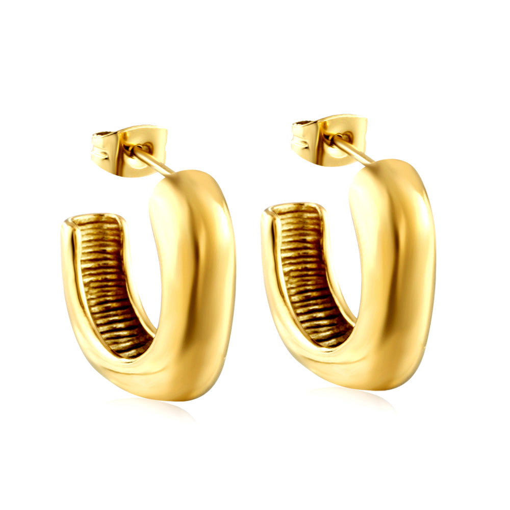 C-Hoop Stainless Steel Earrings 18K Gold Plated