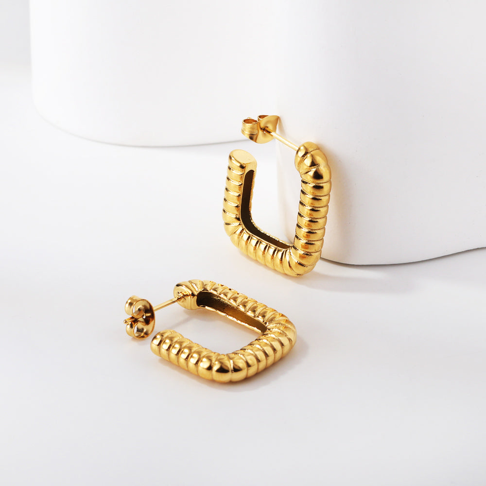 C-Hoop Stainless Steel Earrings 18K Gold Plated