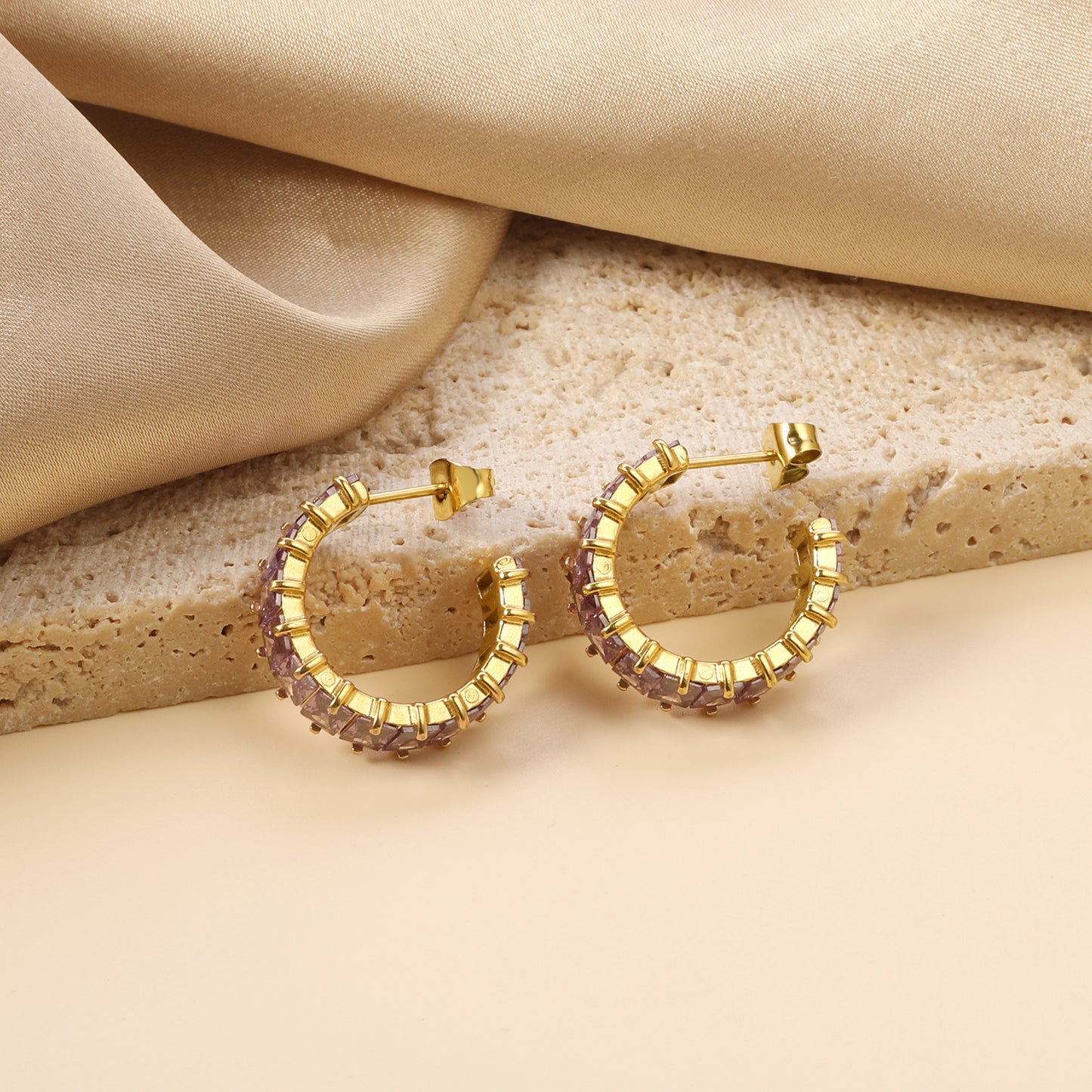 Hoop Stainless Steel Earrings 18K Gold Plated