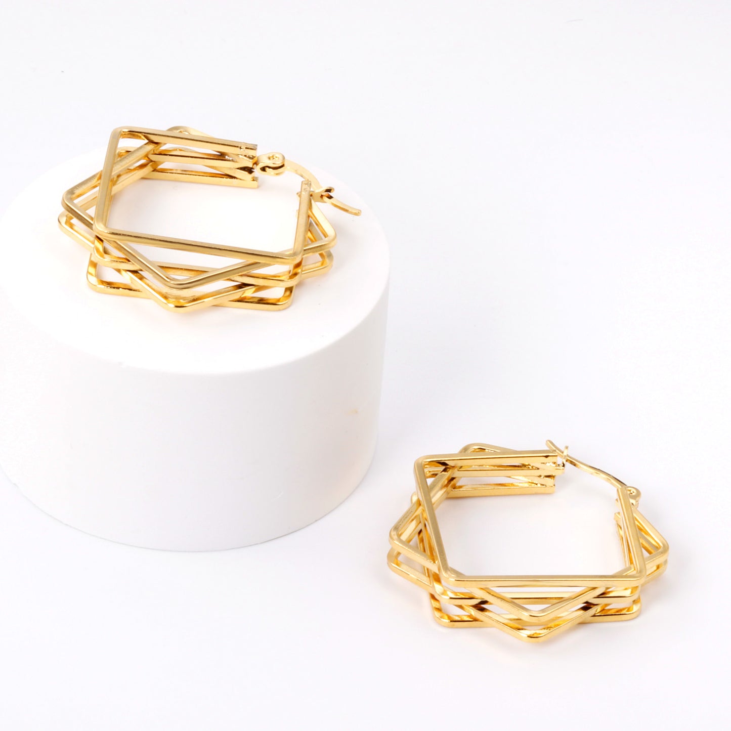 C-Hoop Stainless Steel Earrings 18K Gold Plated