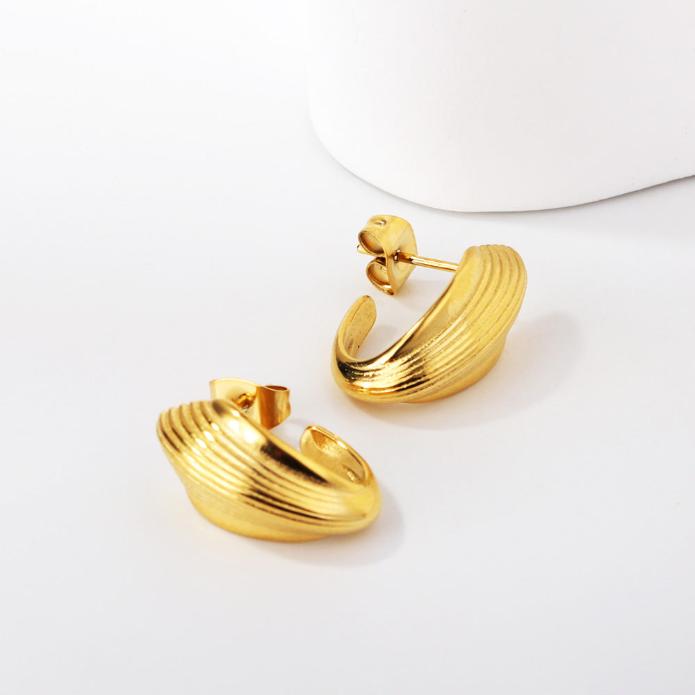 C-Hoop Stainless Steel Earrings 18K Gold Plated