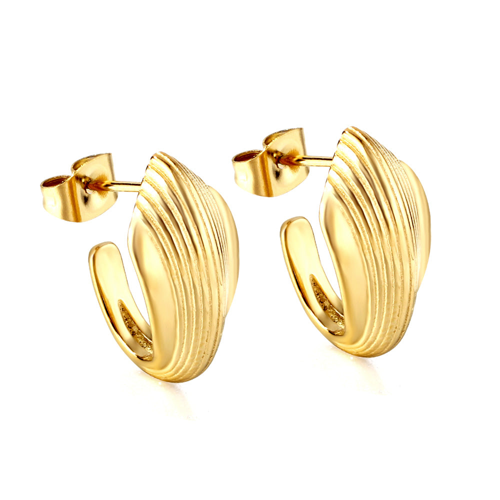 C-Hoop Stainless Steel Earrings 18K Gold Plated