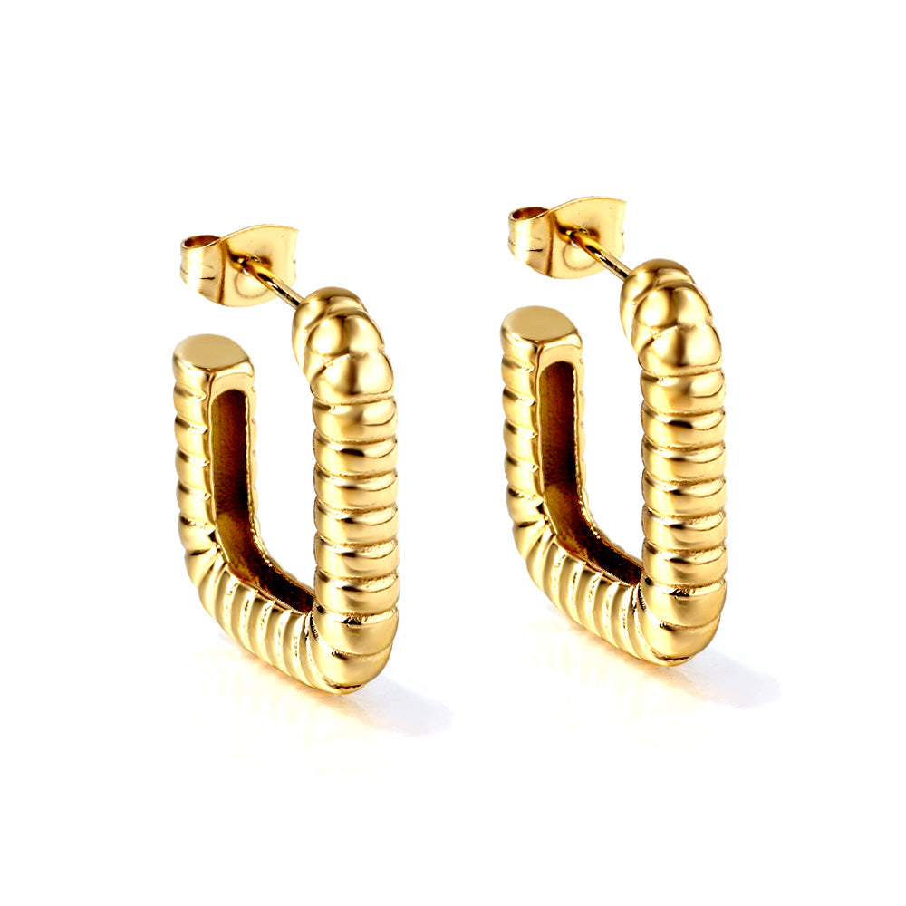 C-Hoop Stainless Steel Earrings 18K Gold Plated