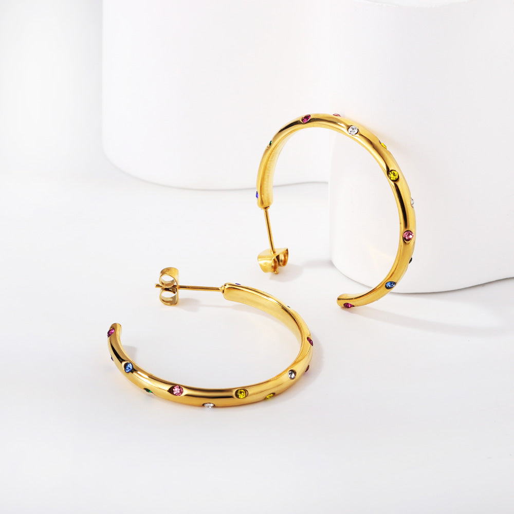 C-Hoop Stainless Steel Earrings 18K Gold Plated