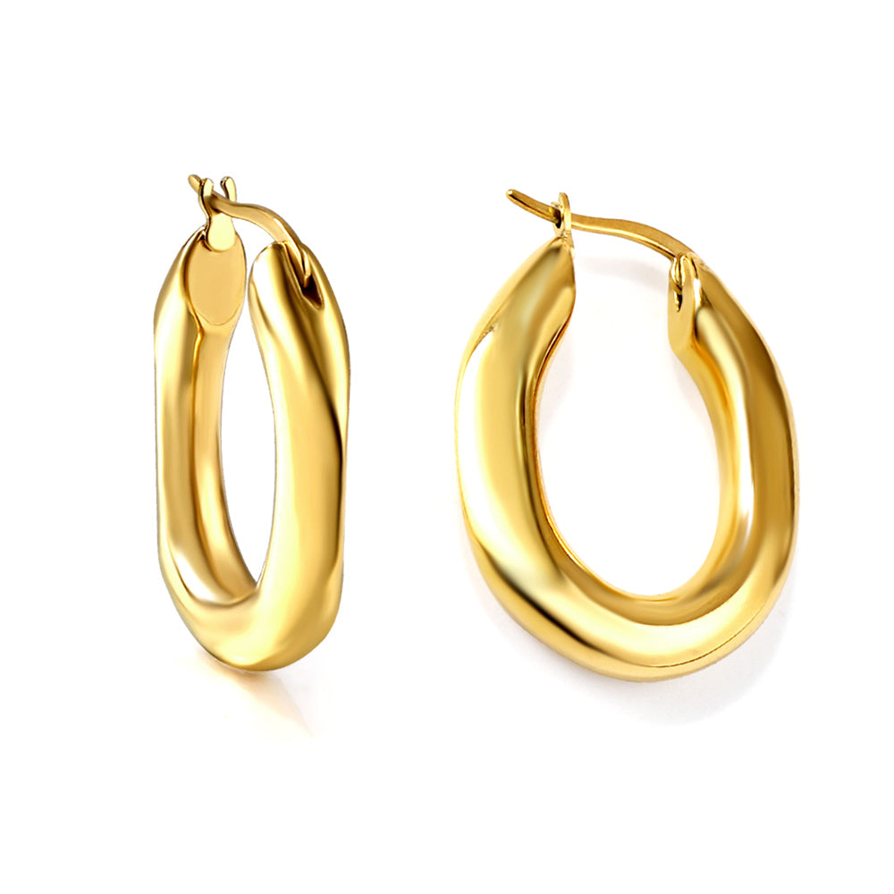 C-Hoop Stainless Steel Earrings 18K Gold Plated