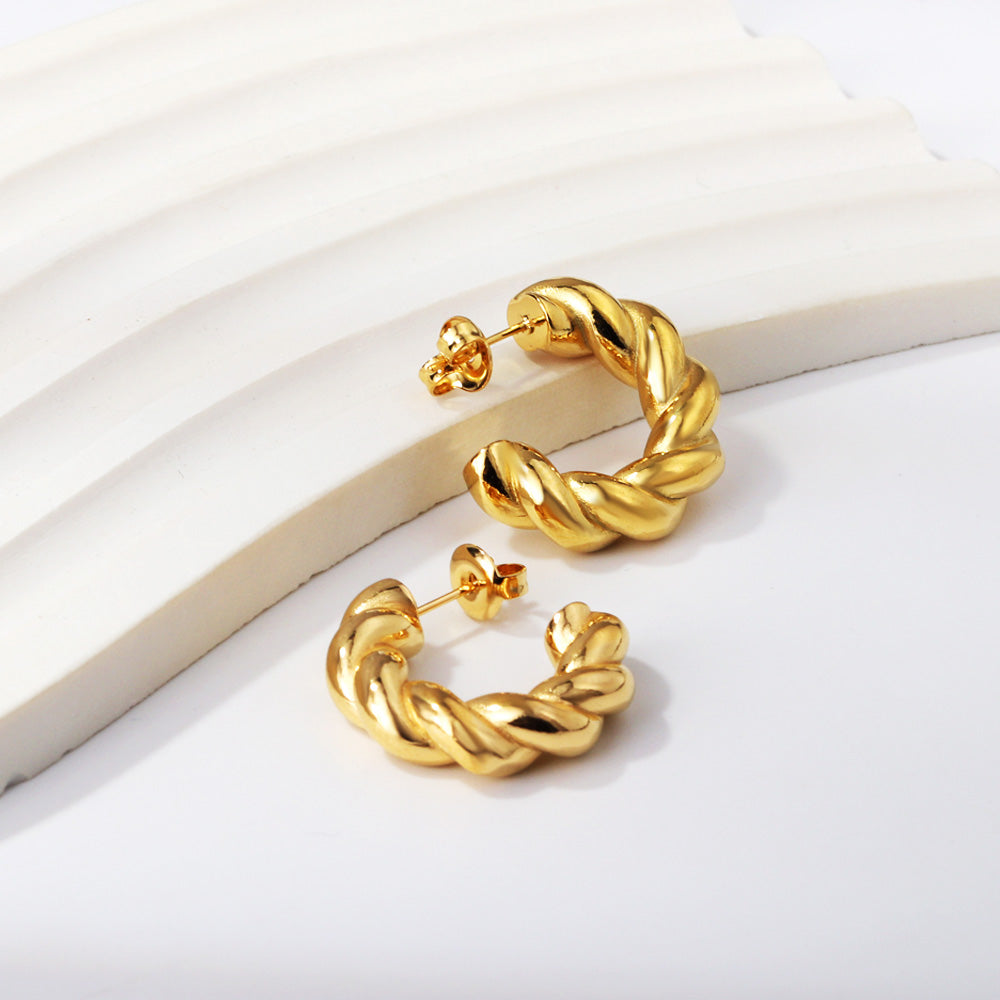 C-Hoop Stainless Steel Earrings 18K Gold Plated