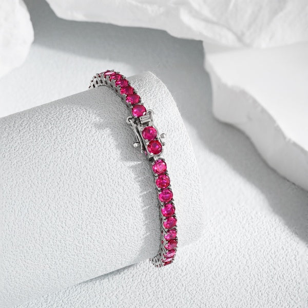 925 Sterling Silver Cubic Zirconia (CZ) 5A 12 Carats Bracelet