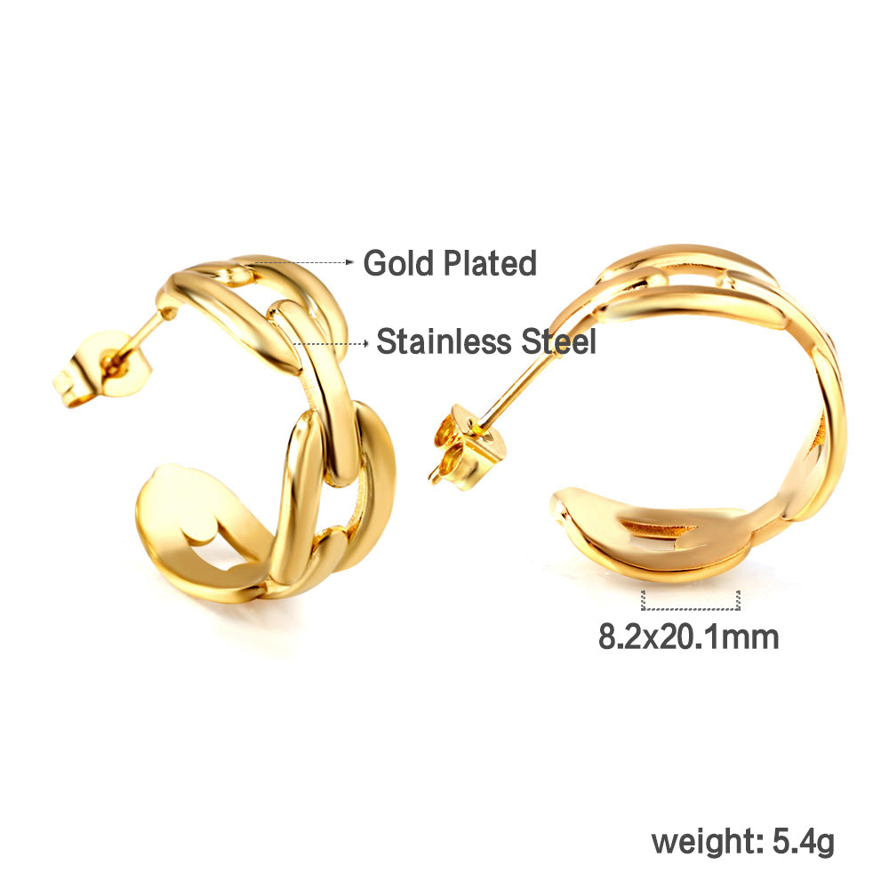 C-Hoop Stainless Steel Earrings 18K Gold Plated