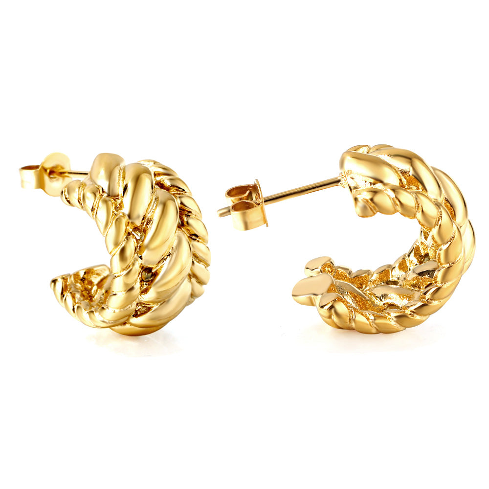 C-Hoop Stainless Steel Earrings 18K Gold Plated