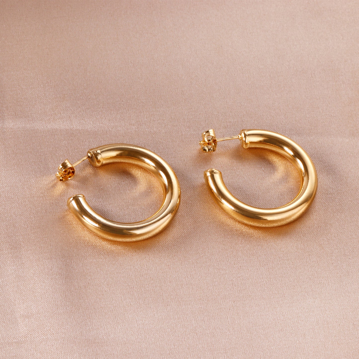 C-Hoop Stainless Steel Earrings 18K Gold Plated
