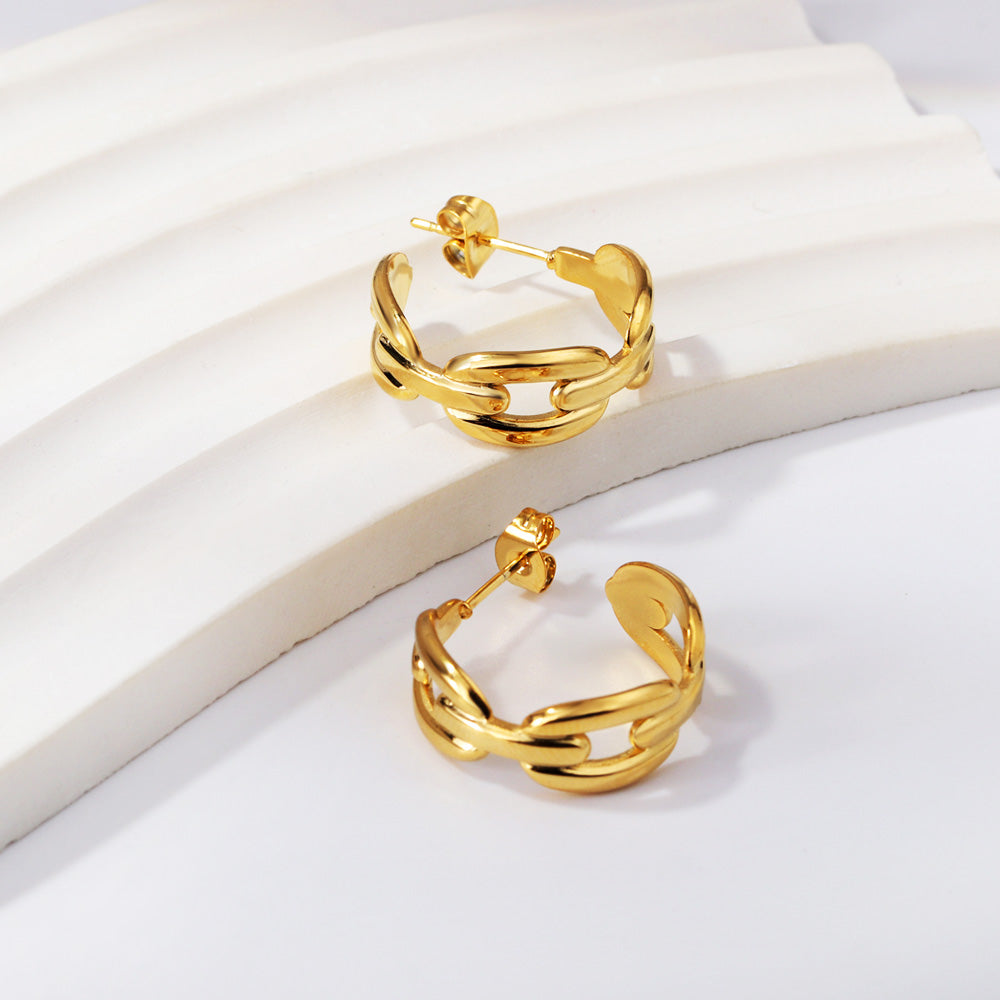 C-Hoop Stainless Steel Earrings 18K Gold Plated