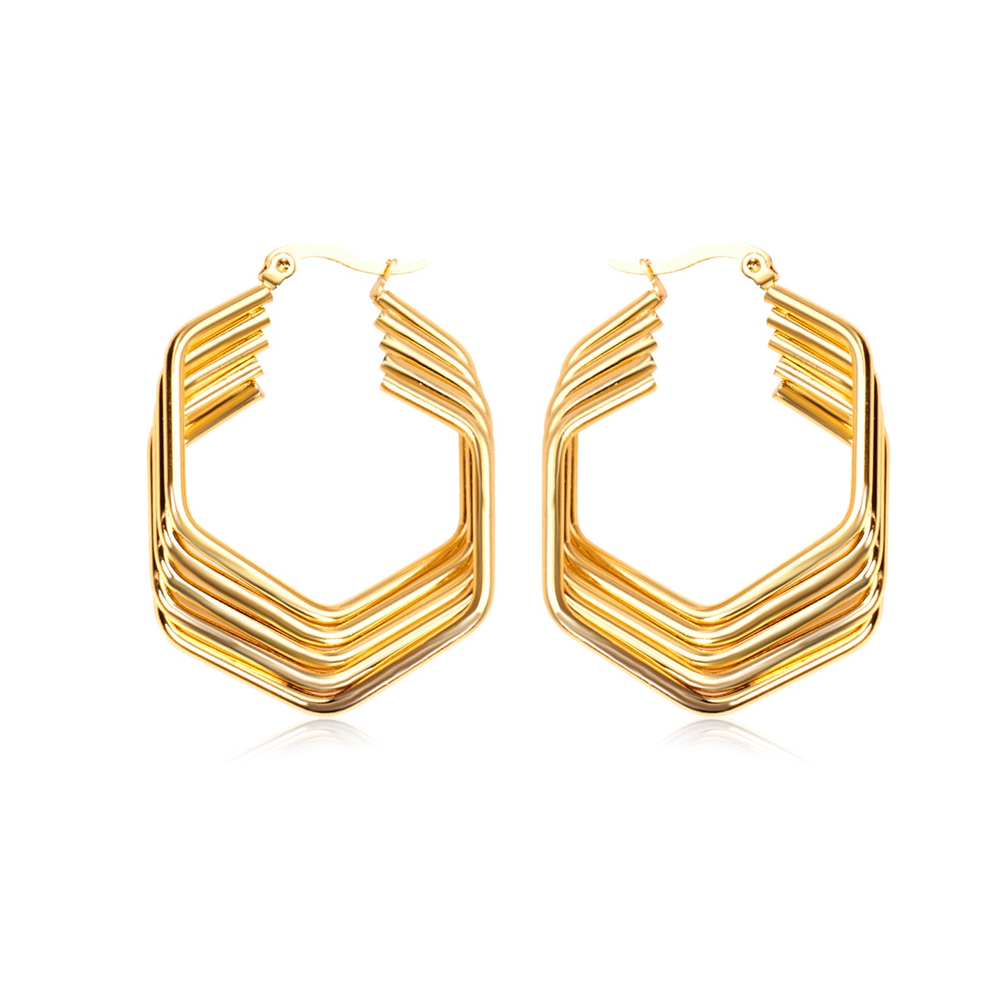 C-Hoop Stainless Steel Earrings 18K Gold Plated