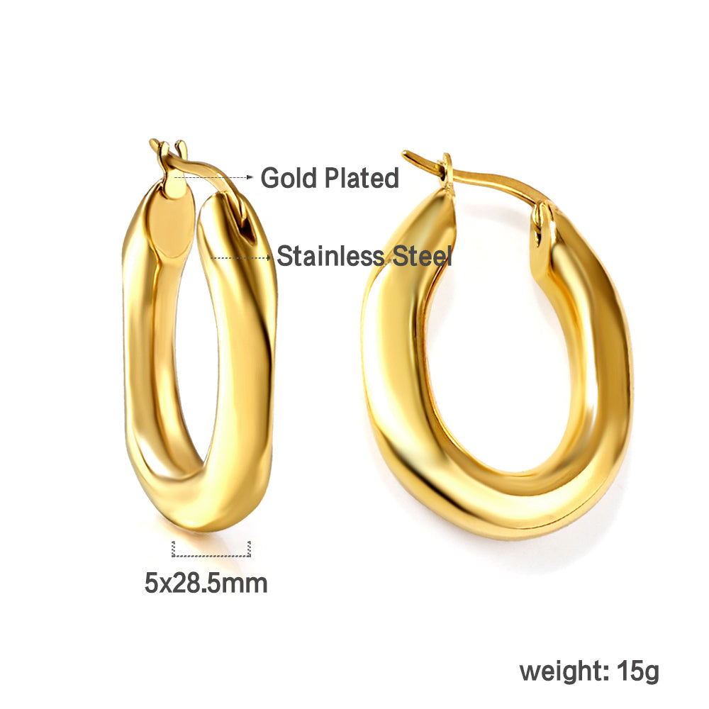 C-Hoop Stainless Steel Earrings 18K Gold Plated