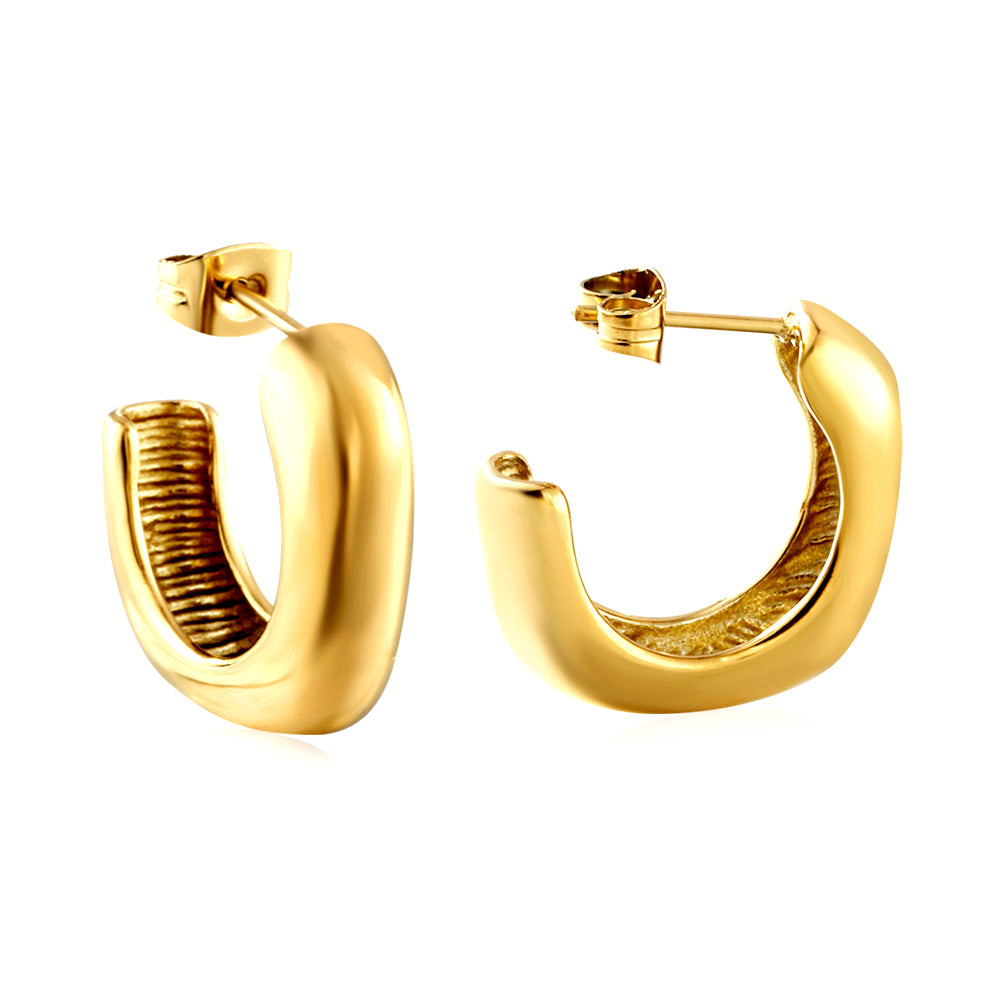 C-Hoop Stainless Steel Earrings 18K Gold Plated