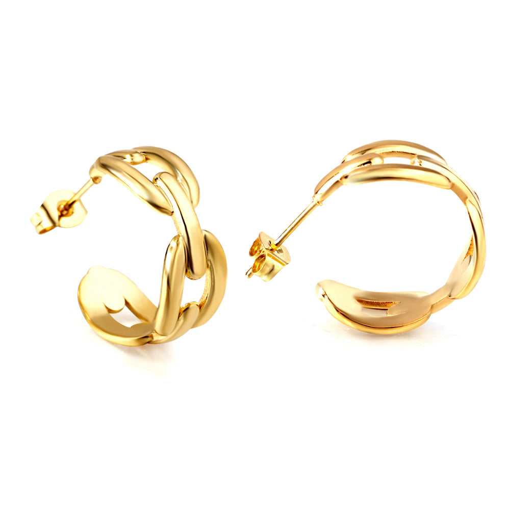 C-Hoop Stainless Steel Earrings 18K Gold Plated