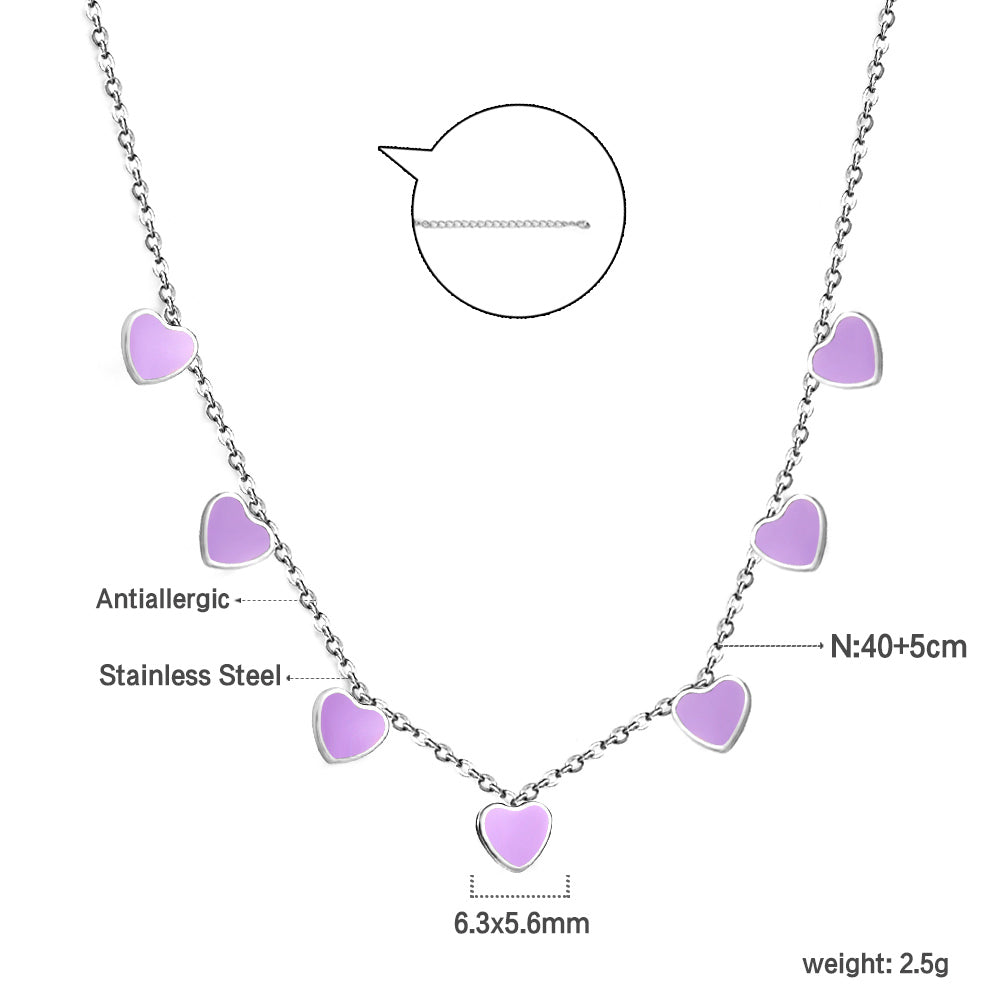 Purple Hearts Charm Pendant